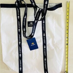 NWT US Open Tennis Tote Bag Nylon Bag Lightweight White 20” x 17” Long Handle